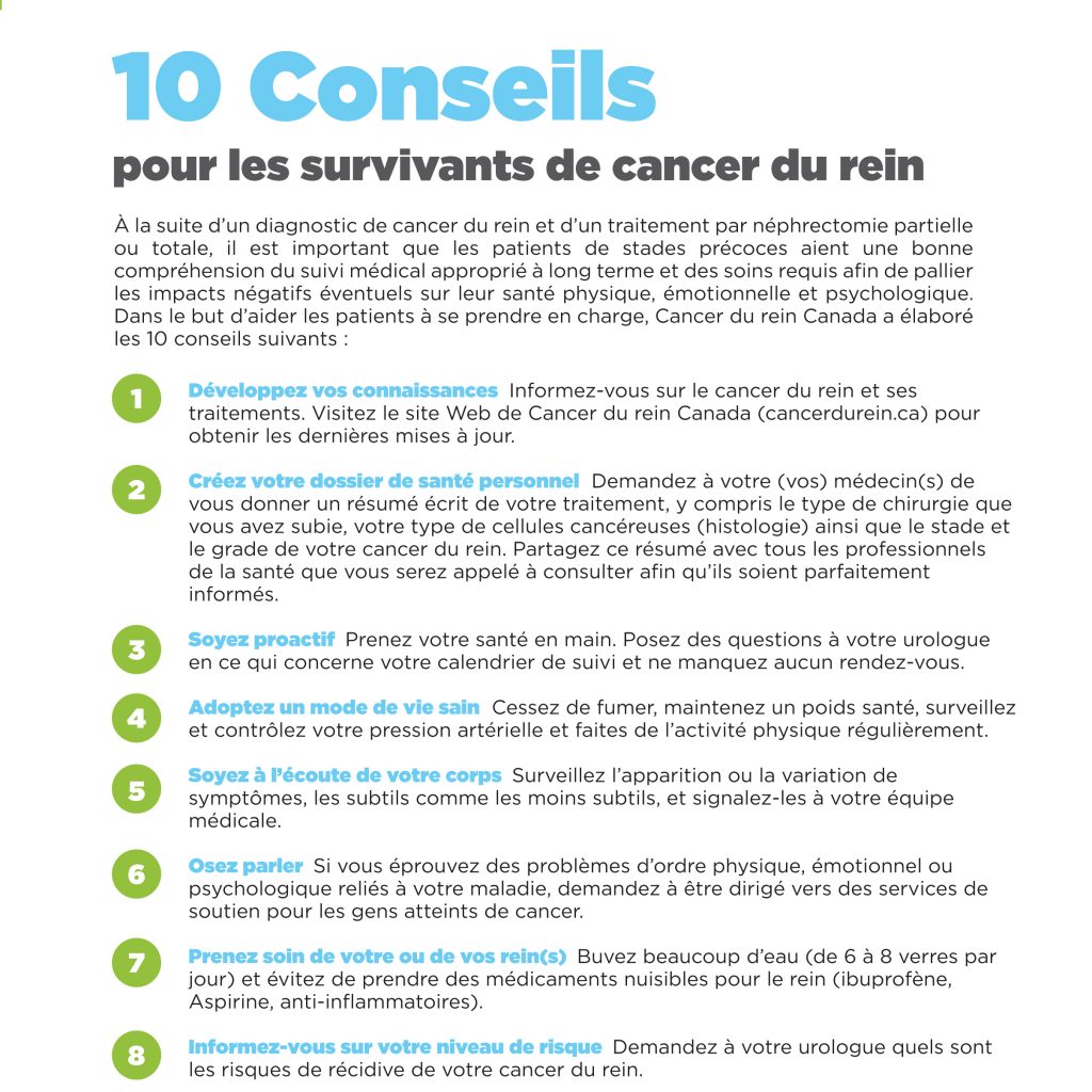 10 conseils pour les survivants de cancer du rein